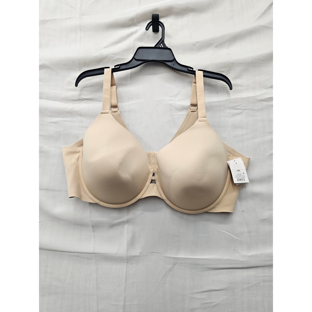 Auden Womens Lightly Lined Full Coverage Bra Beige Nylon Blend Size 46D